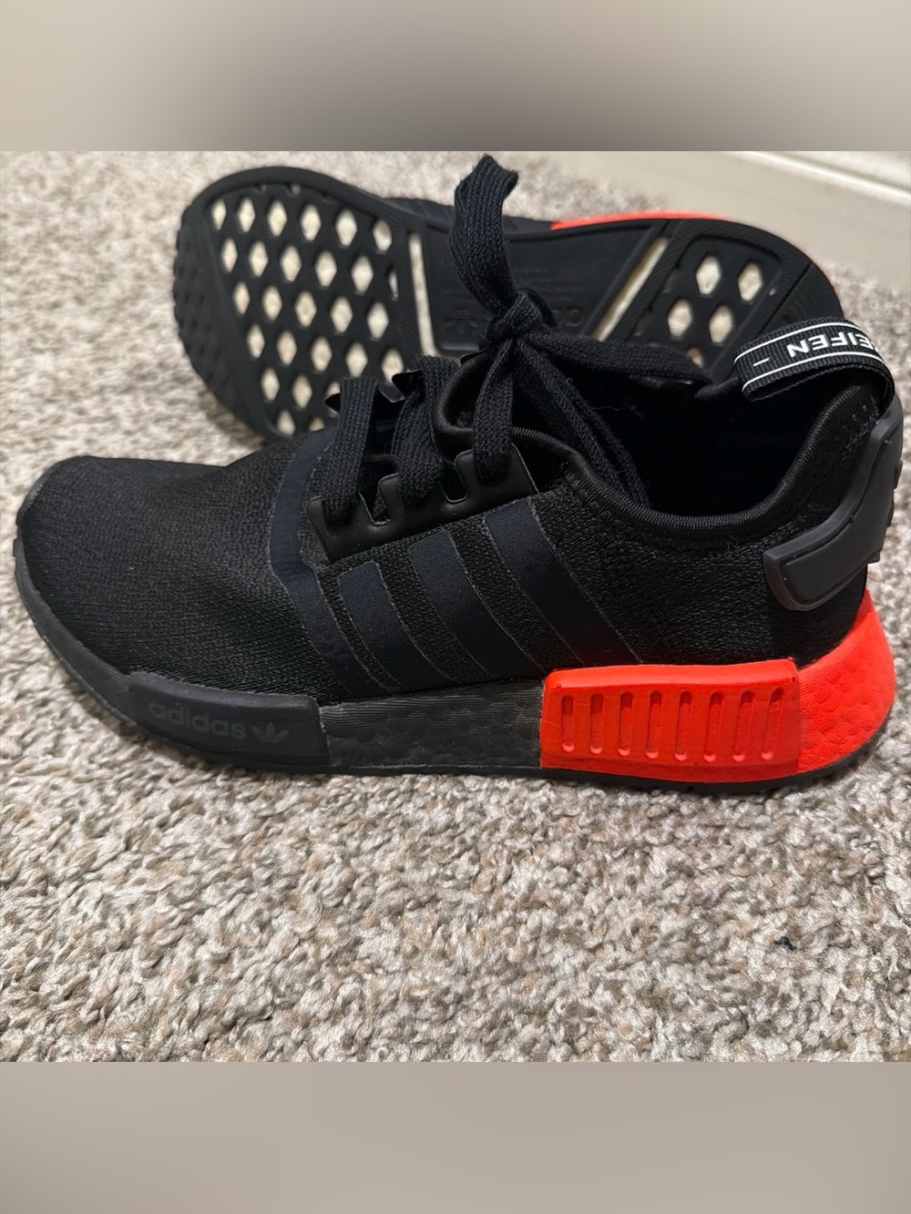 adidas Kids Black Sneakers with Red Accent